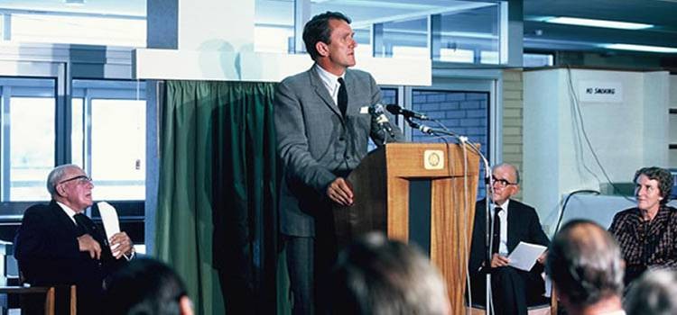 Man speaking at podium