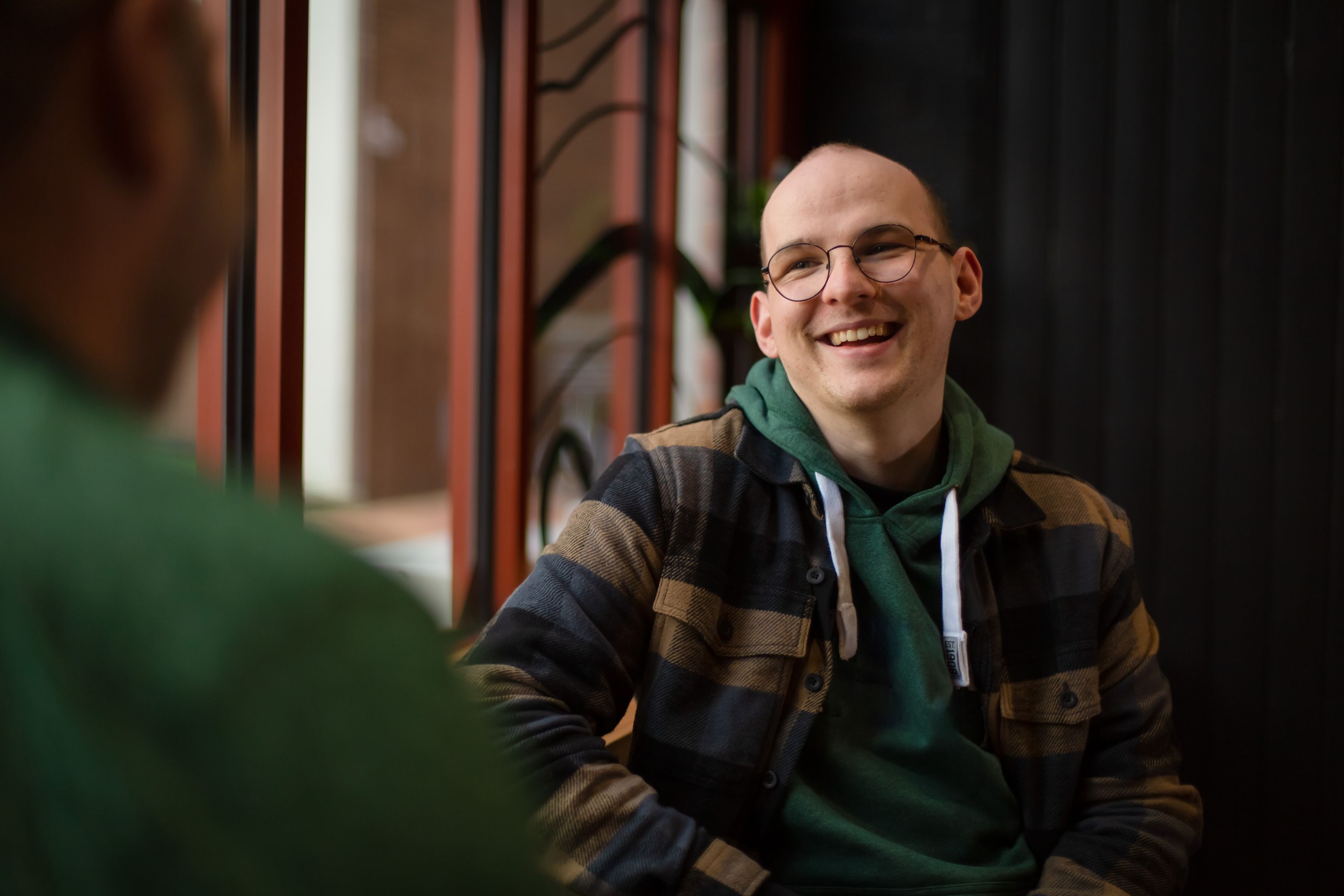 Two Indigenous students having a conversation on Swinburne's Hawthorn campus.