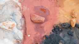 View from above of four aboriginal art colours used traditionally from natural materials in nature.