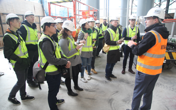 Students visiting Media Wall