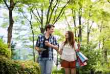 Asian woman and caucasian male on a date