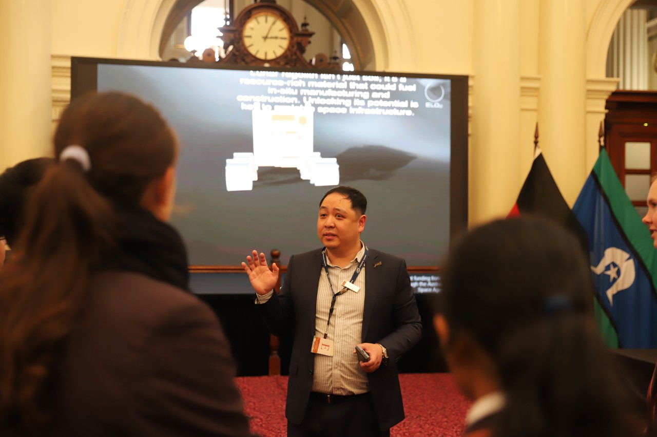 A/Prof. Andrew Ang speaking sharing Swinburne's Lunar Rover Experience