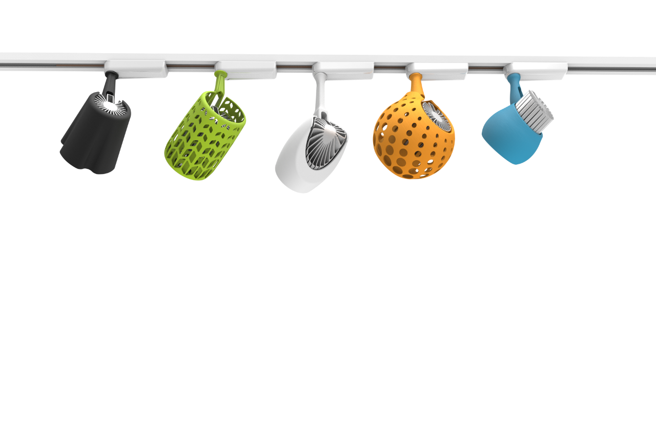 Back view of LimeLite's 3D printed lighting range