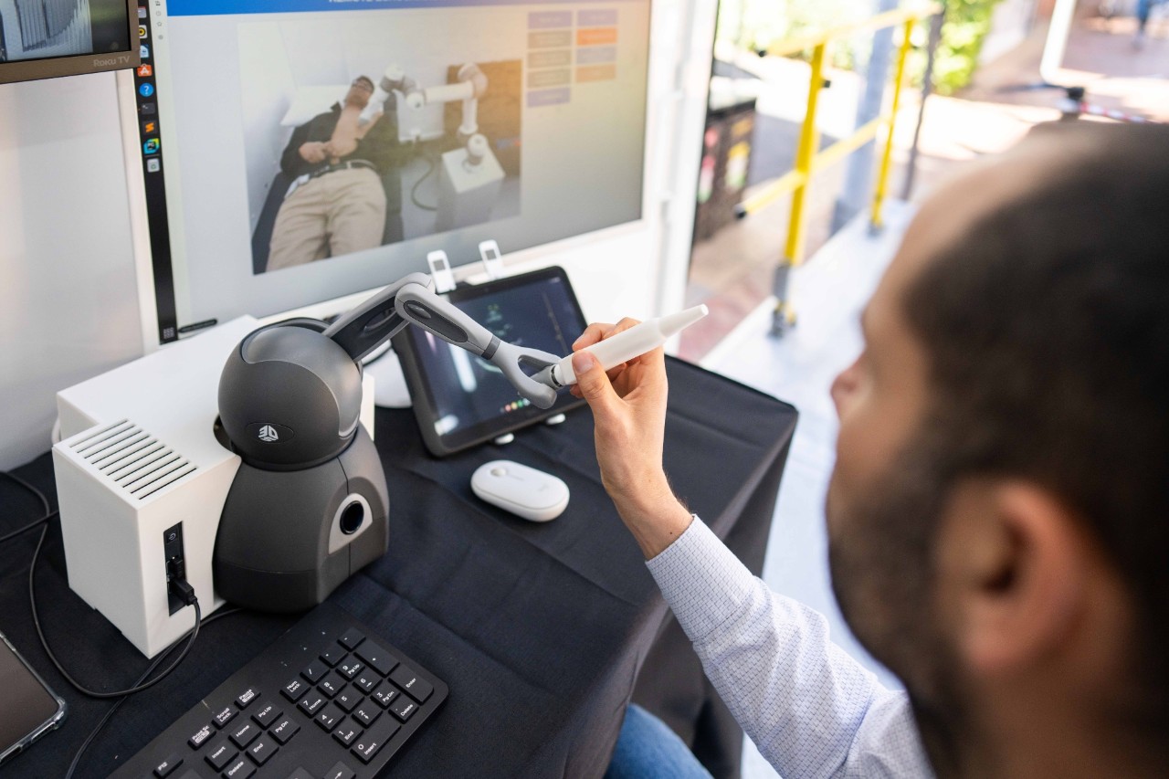 The ultrasound robot arm inside the Mobile Innovation Lab.