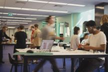 Architecture students working within the ProtoLAB Open Lab area.