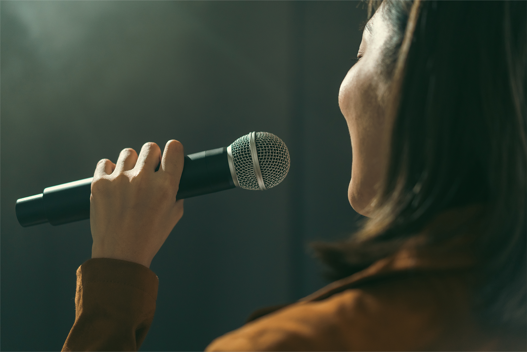 Woman with microphone