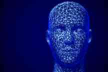 Cyberspace or machine learning concept: polygonal male face.