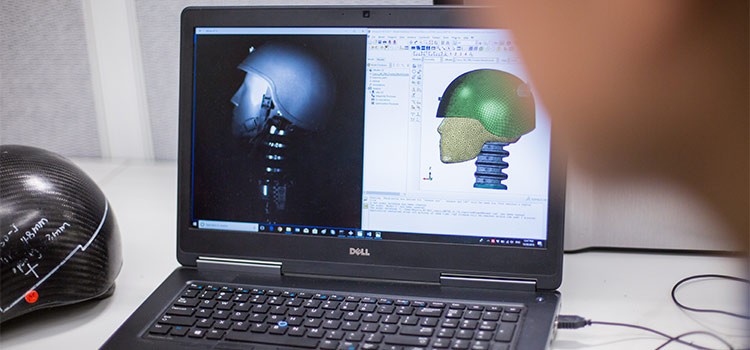 Rendering a virtual helmet.