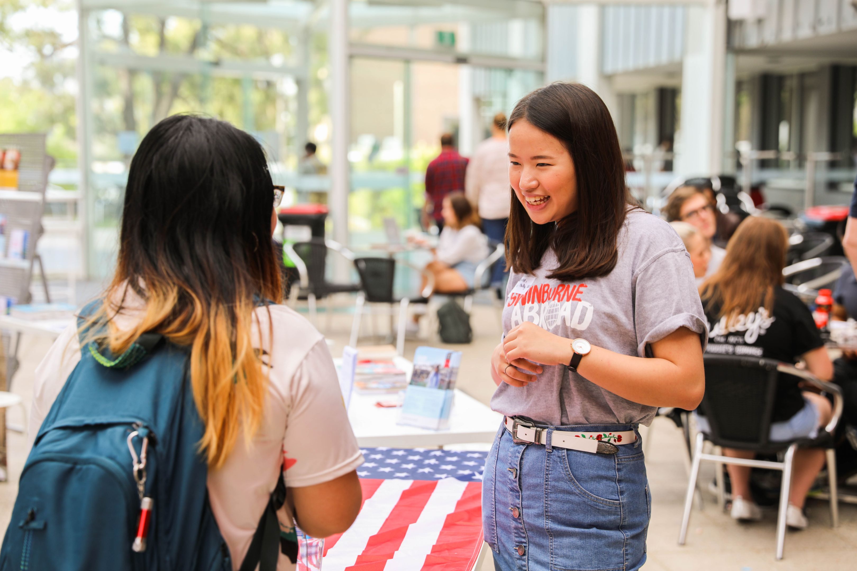 Study Abroad student volunteering at the expo.