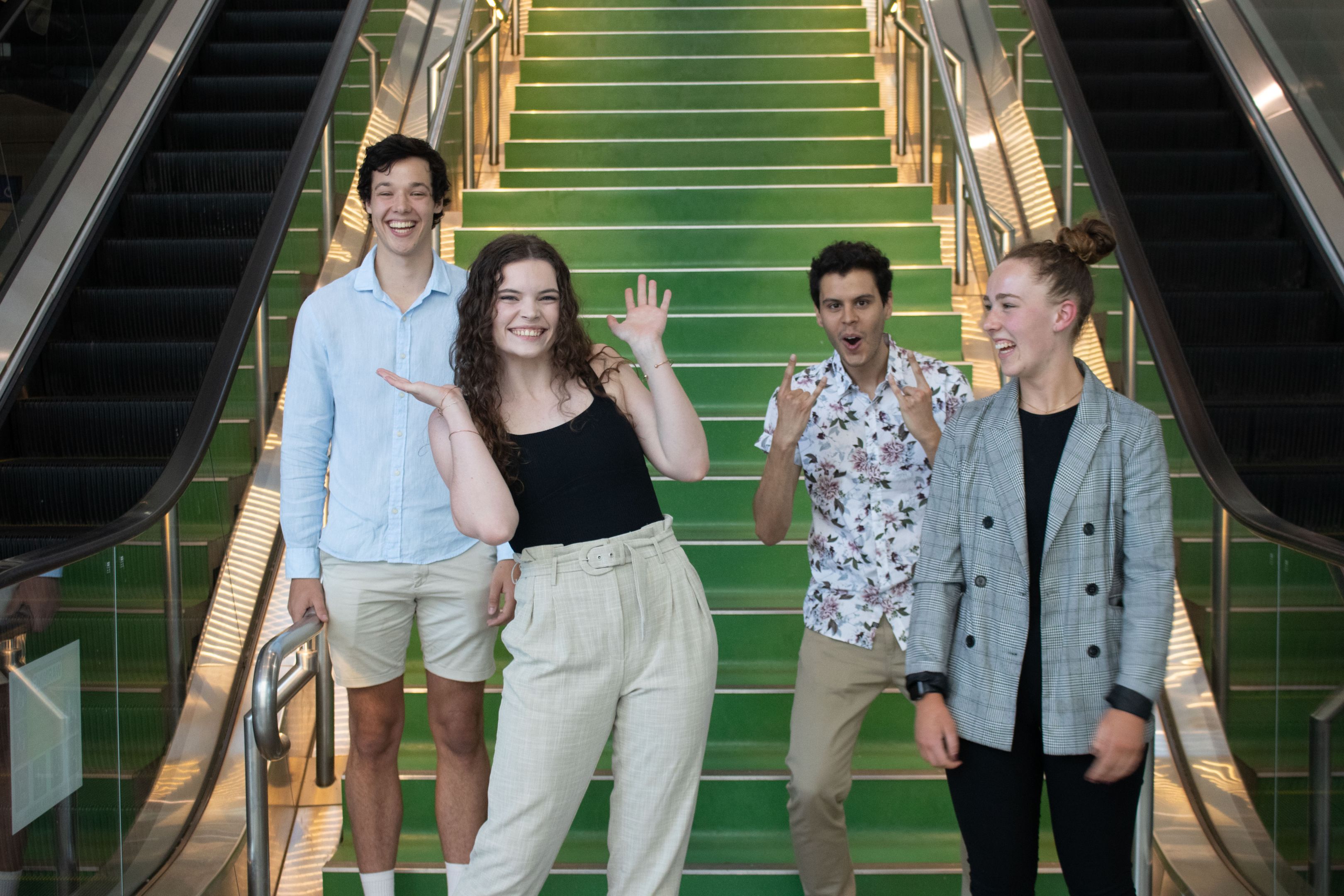 The recipients of the 2022 New Colombo Plan Scholarship re-enact their reaction when they found out they'd received the $70,000 scholarship 