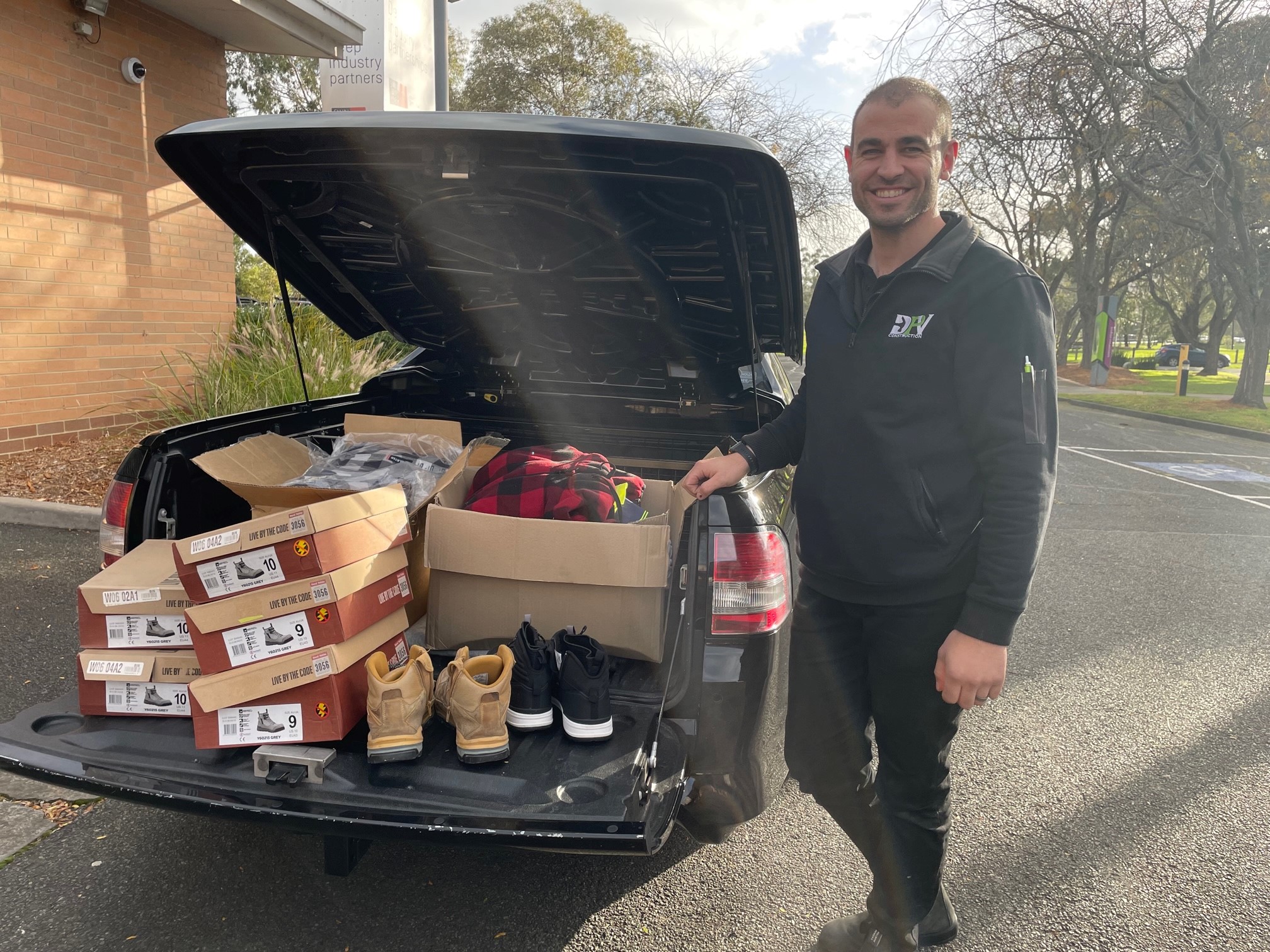 Alum David Vastbinder drops off supplies for apprentices at Croydon