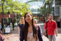 A group of students walk through Hawthorn campus 