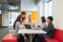 English language students working in a group 