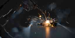 Robotic arm welding metal.