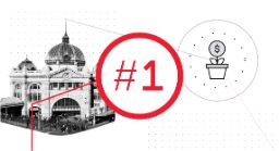 Text says '#1' on white background with flinders street station and a dollar flower pot icon